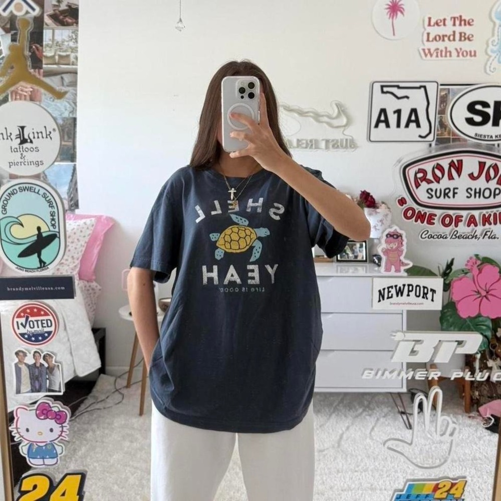 Dusty blue turtle life is good t shirt